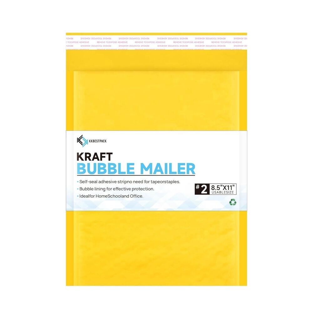 KKBESTPACK Kraft Bubble Mailers #2 8.5x12 Padded Envelopes 100 Pack Shipping